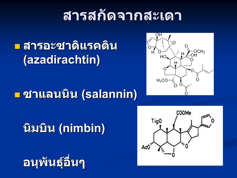 สารสกัดจากสะเดา สารอะซาดิแรคติน(azadirachtin) ซาแลนนิน (salannin)