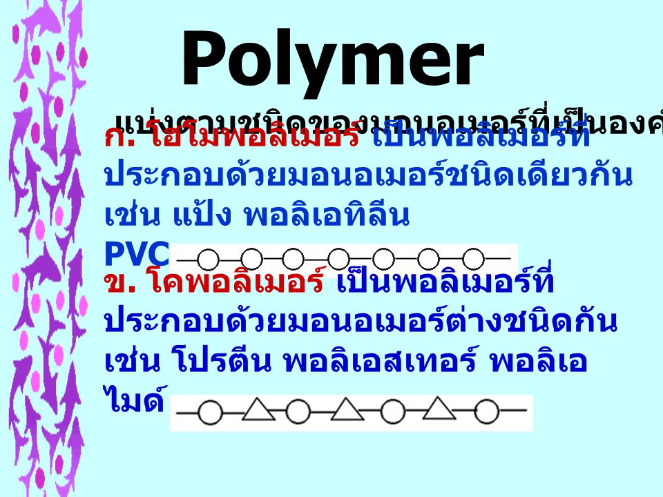 Polymer แบ่งตามชนิดของมอนอเมอร์ที่เป็นองค์ประกอบ