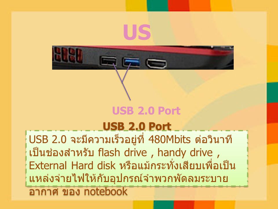 USB USB 2.0 Port. USB 2.0 Port.