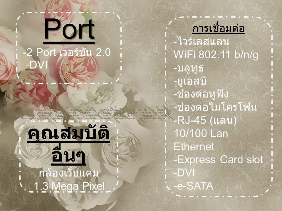 Port คุณสมบัติอื่นๆ -2 Port เวอร์ชั่น 2.0 -DVI การเชื่อมต่อ