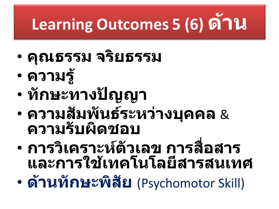 Learning Outcomes 5 (6) ด้าน