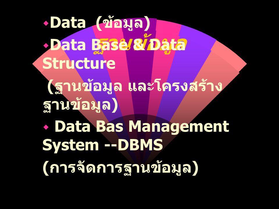 ฐานข้อมูล Data (ข้อมูล) Data Base & Data Structure