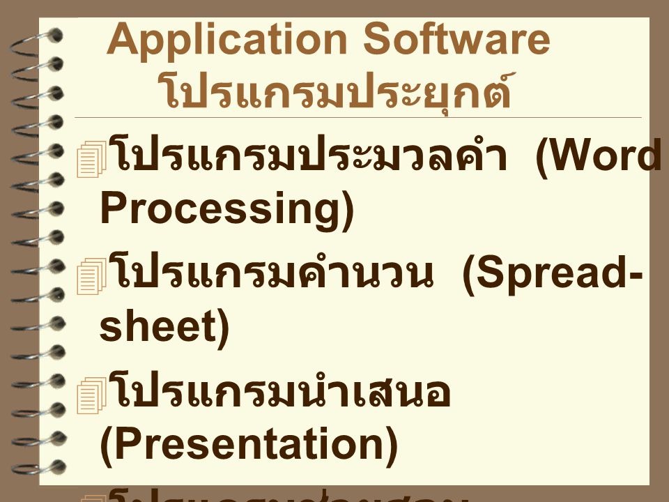 Application Software โปรแกรมประยุกต์