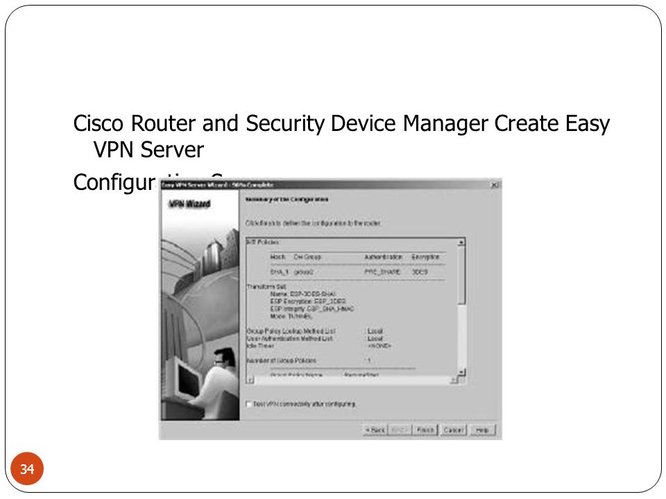 Cisco Router and Security Device Manager Create Easy VPN Server Configuration Summary