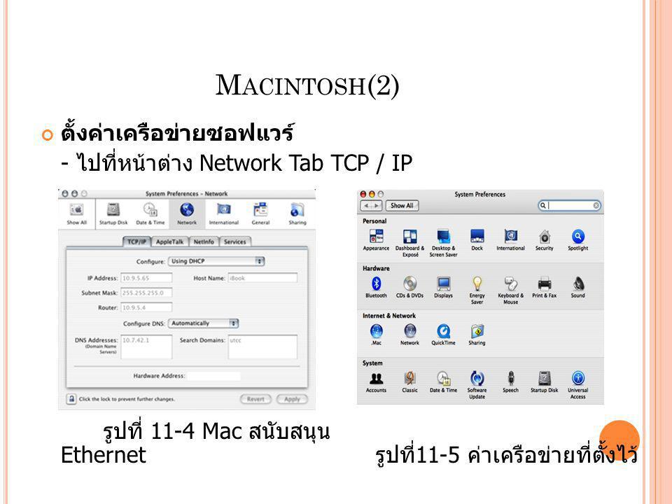 Macintosh(2) ตั้งค่าเครือข่ายซอฟแวร์