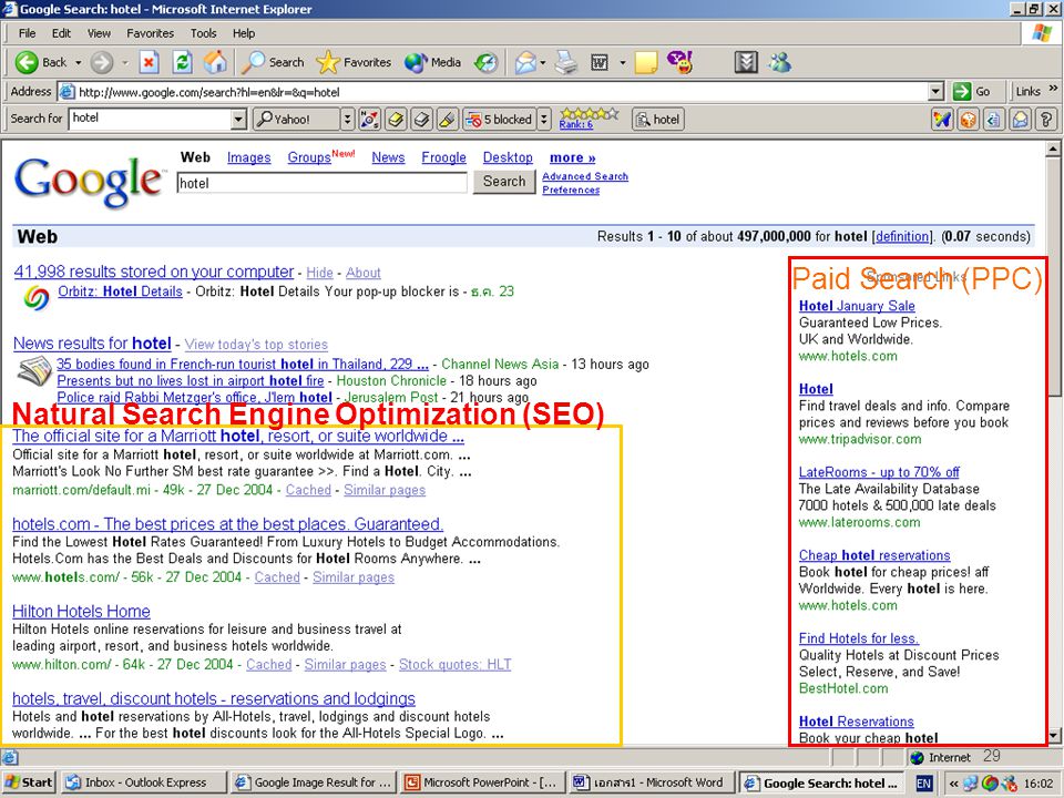 Paid Search (PPC) Natural Search Engine Optimization (SEO)