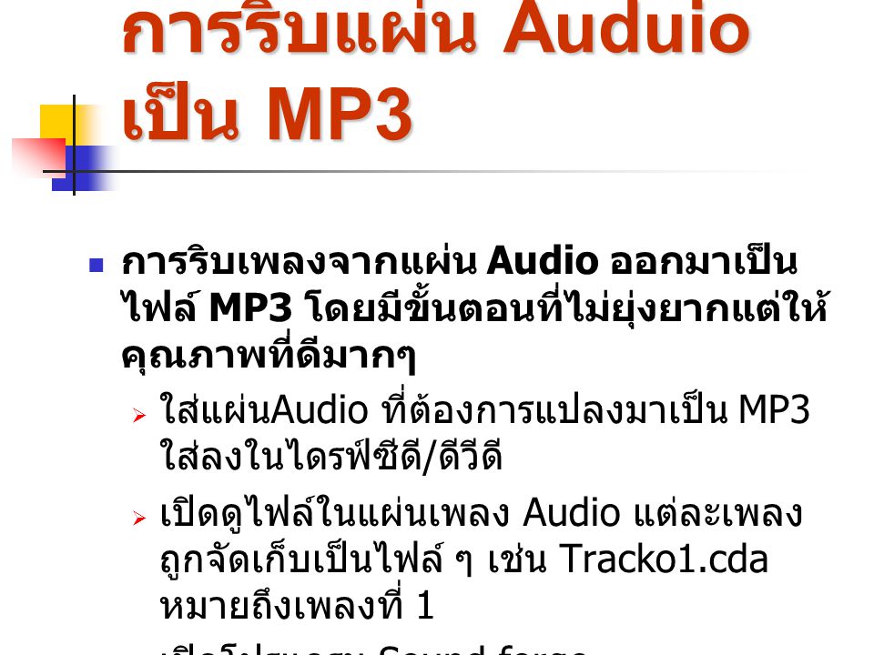 การริบแผ่น Auduio เป็น MP3