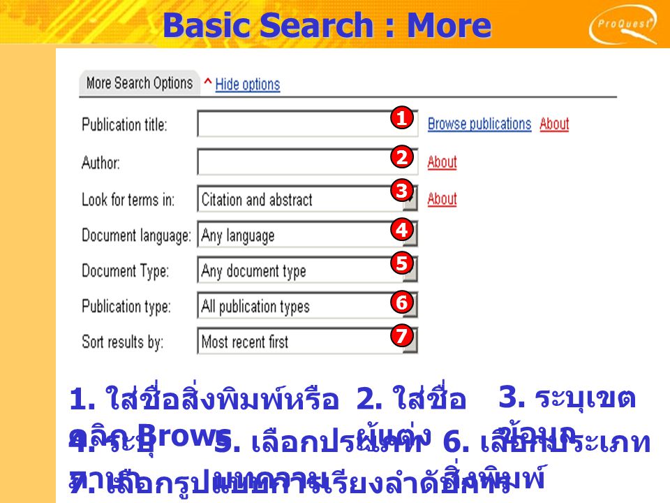 Basic Search : More Search Options