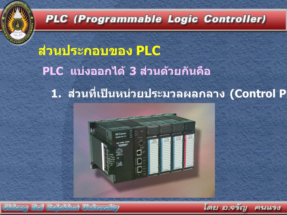 ส่วนประกอบของ PLC PLC แบ่งออกได้ 3 ส่วนด้วยกันคือ