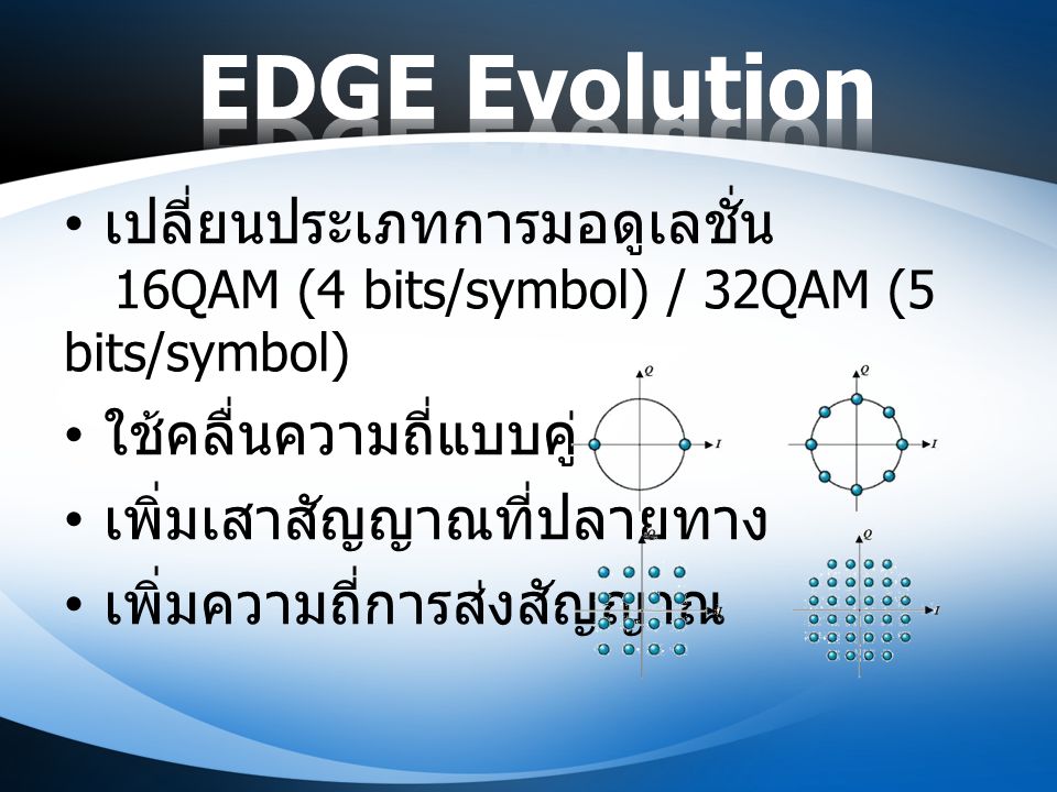 EDGE Evolution เปลี่ยนประเภทการมอดูเลชั่น ใช้คลื่นความถี่แบบคู่