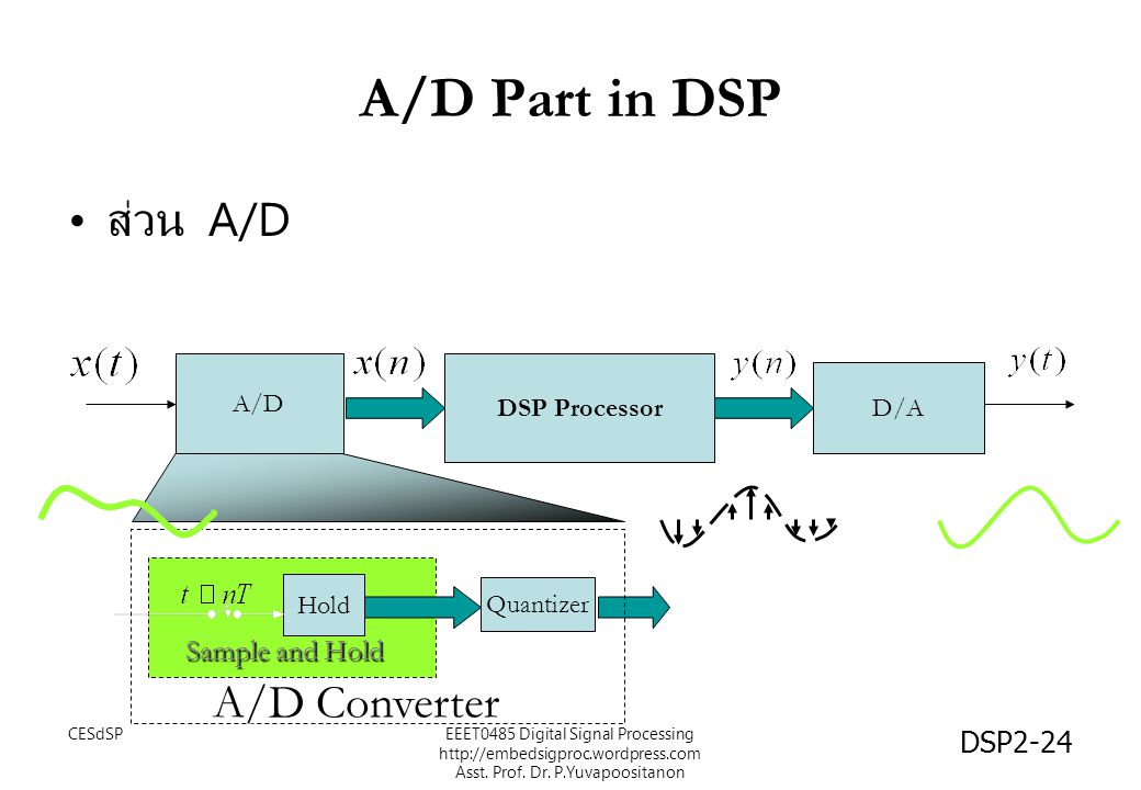 A/D Part in DSP ส่วน A/D A/D Converter Sample and Hold A/D