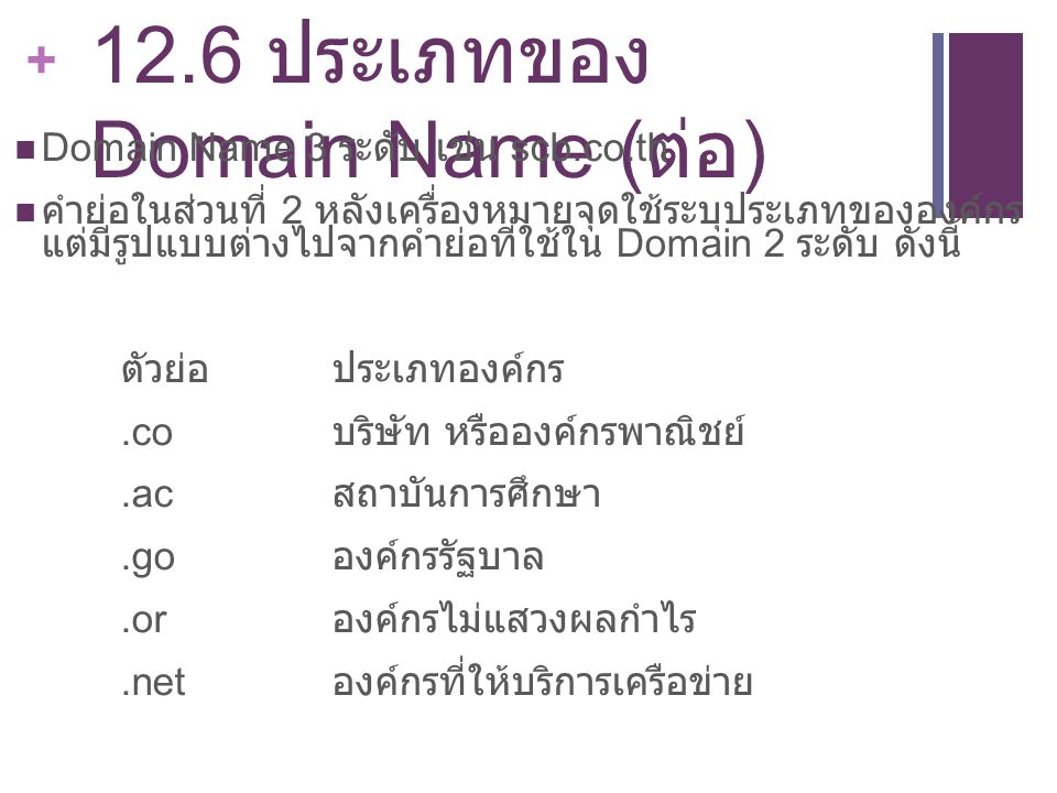 12.6 ประเภทของ Domain Name (ต่อ)
