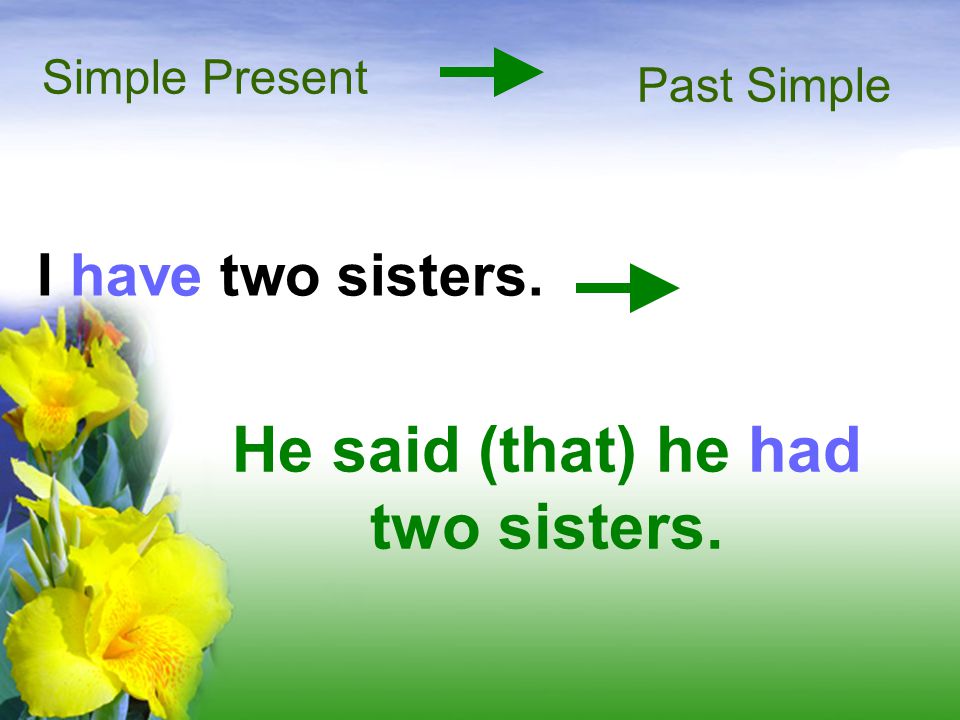 He said (that) he had two sisters.