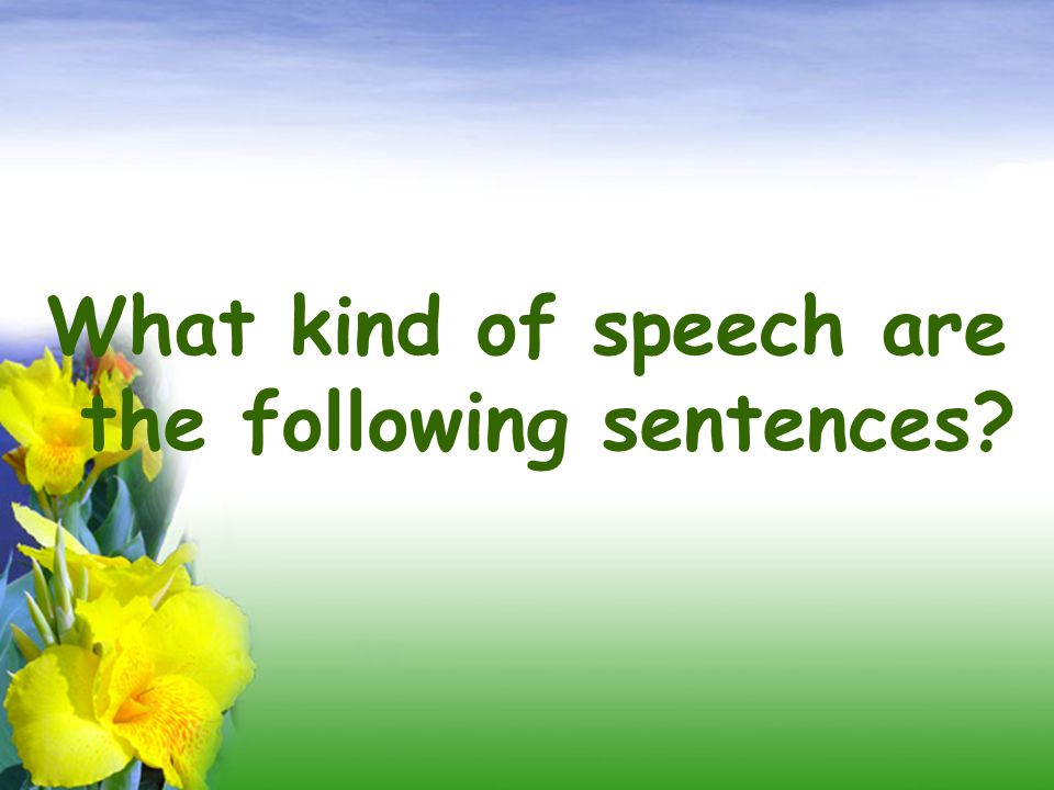 What kind of speech are the following sentences