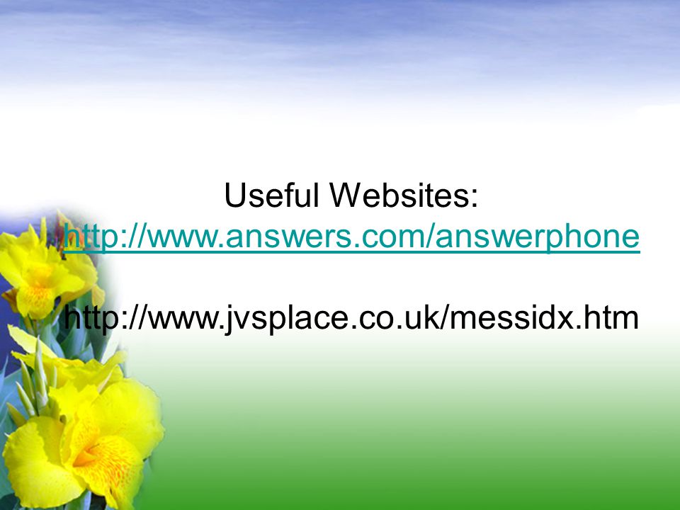 Useful Websites: