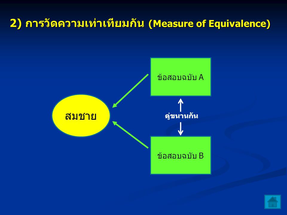 2) การวัดความเท่าเทียมกัน (Measure of Equivalence)