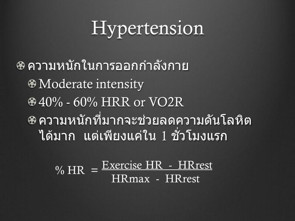 Hypertension ความหนักในการออกกำลังกาย Moderate intensity