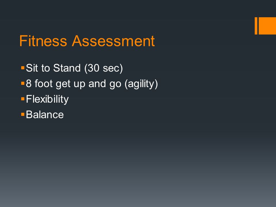 Fitness Assessment Sit to Stand (30 sec)