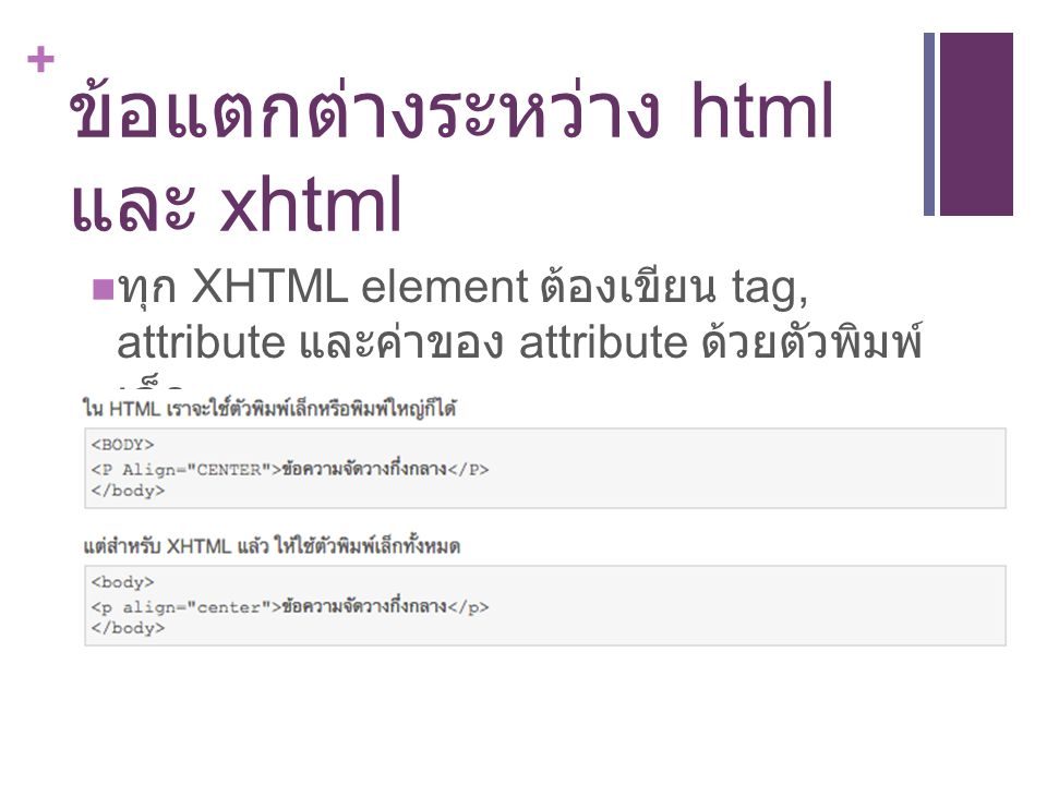 ข้อแตกต่างระหว่าง html และ xhtml