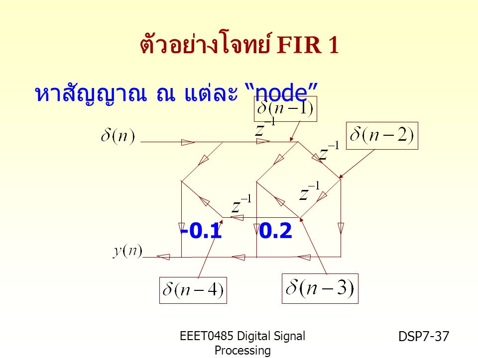 ตัวอย่างโจทย์ FIR 1 หาสัญญาณ ณ แต่ละ node