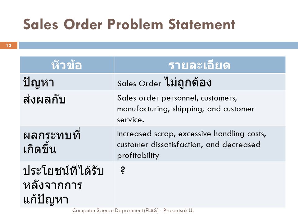 Sales Order Problem Statement
