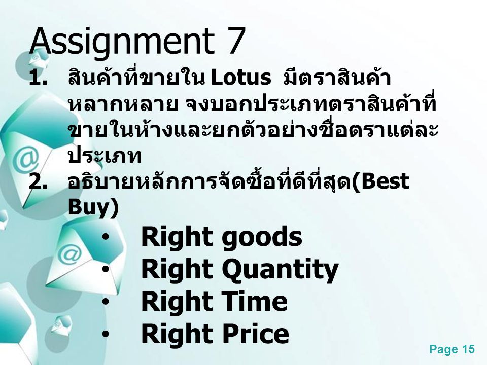 Assignment 7 Right goods Right Quantity Right Time Right Price