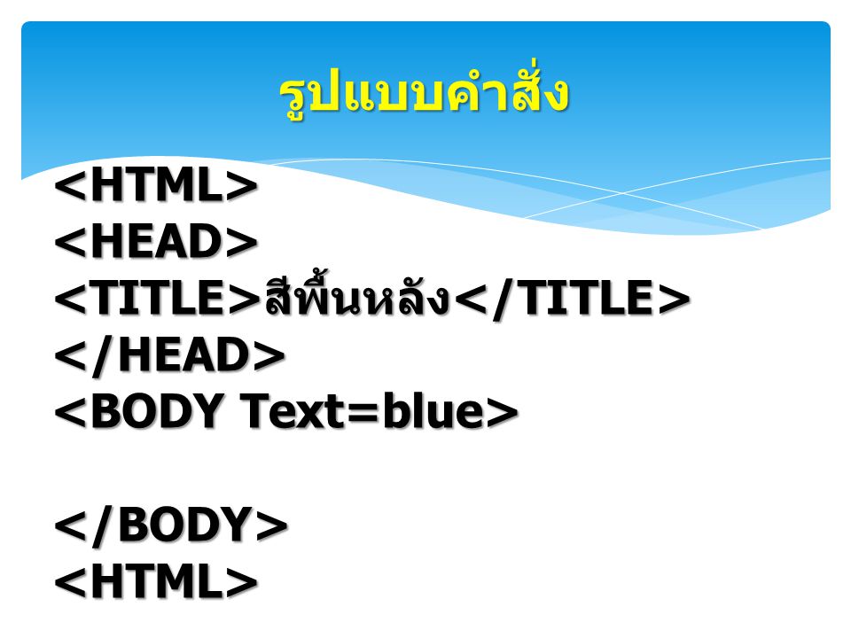 รูปแบบคำสั่ง <HTML> <HEAD>