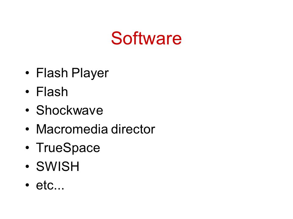 Software Flash Player Flash Shockwave Macromedia director TrueSpace