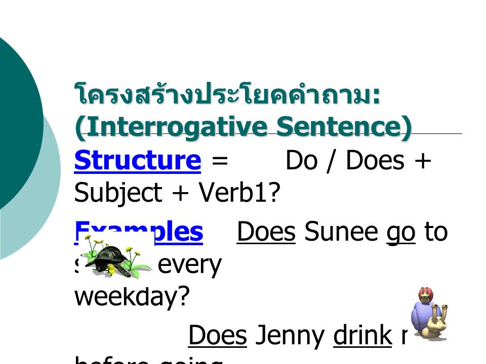 โครงสร้างประโยคคำถาม: (Interrogative Sentence)