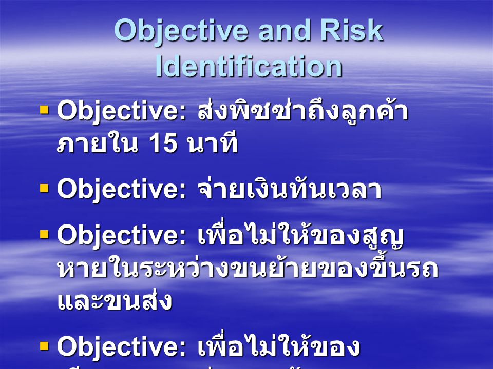 Objective and Risk Identification