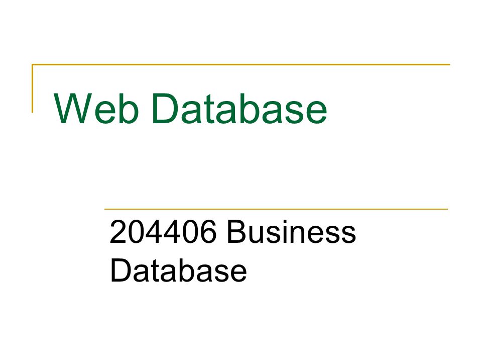 Web Database Business Database