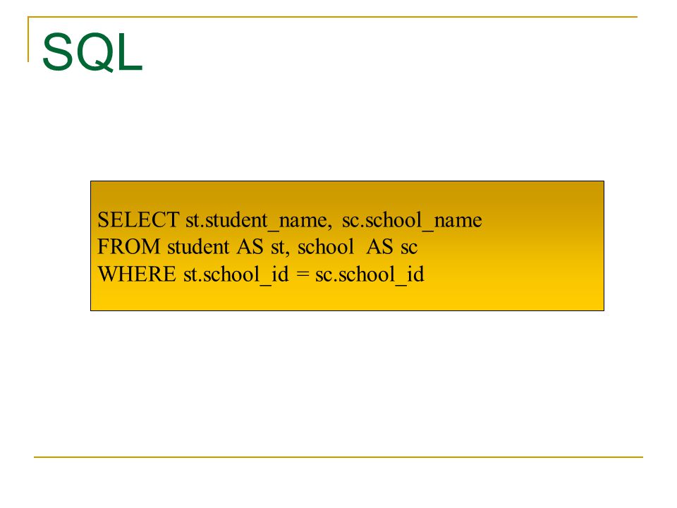 SQL SELECT st.student_name, sc.school_name