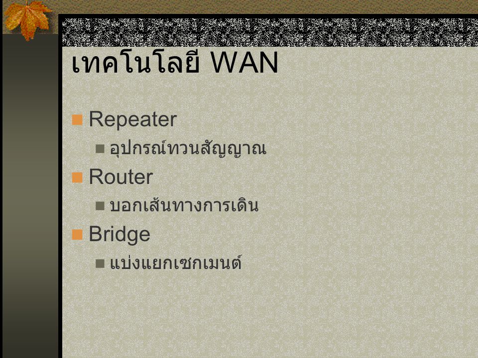 เทคโนโลยี WAN Repeater Router Bridge อุปกรณ์ทวนสัญญาณ