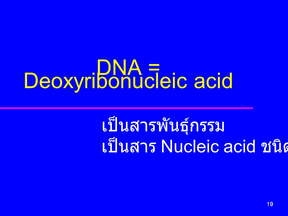 DNA = Deoxyribonucleic acid
