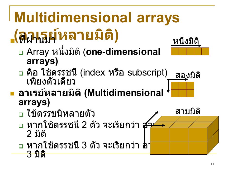 Multidimensional arrays (อาเรย์หลายมิติ)