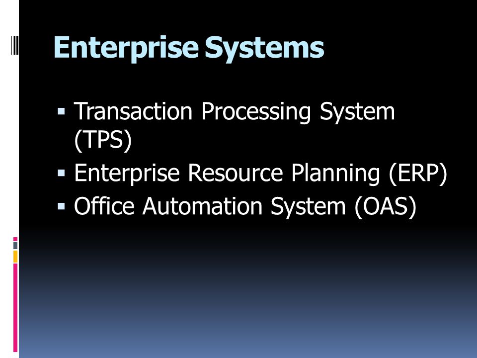 Enterprise Systems Transaction Processing System (TPS)