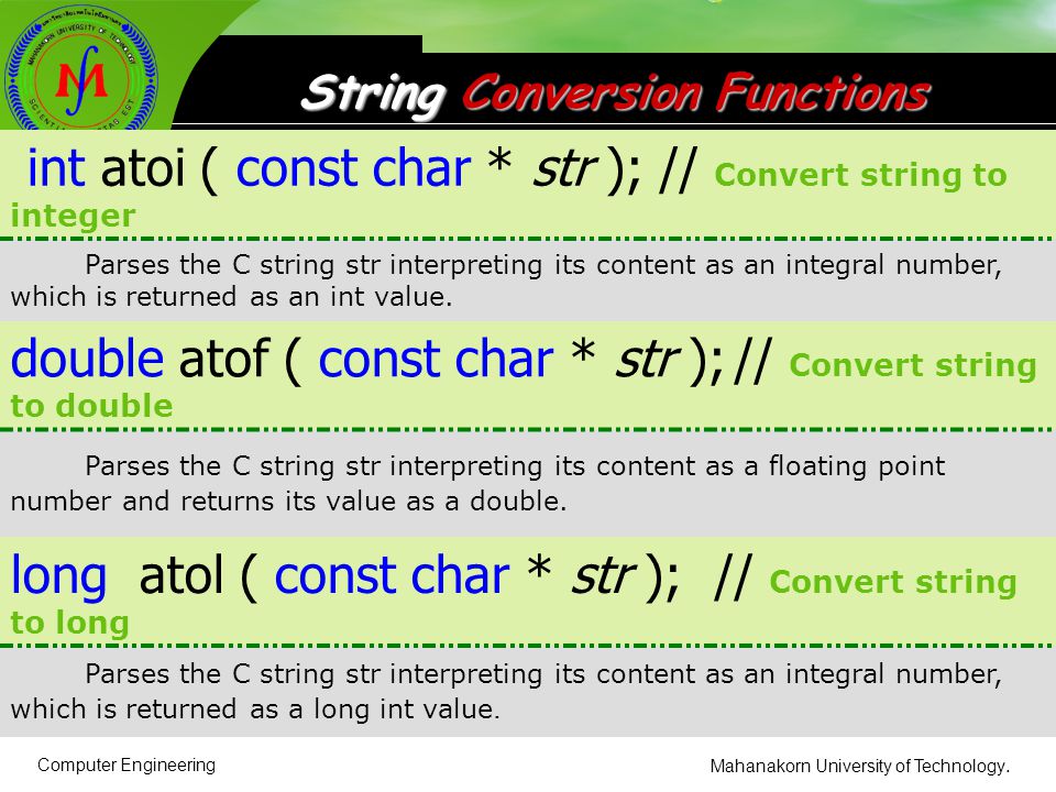 String Conversion Functions
