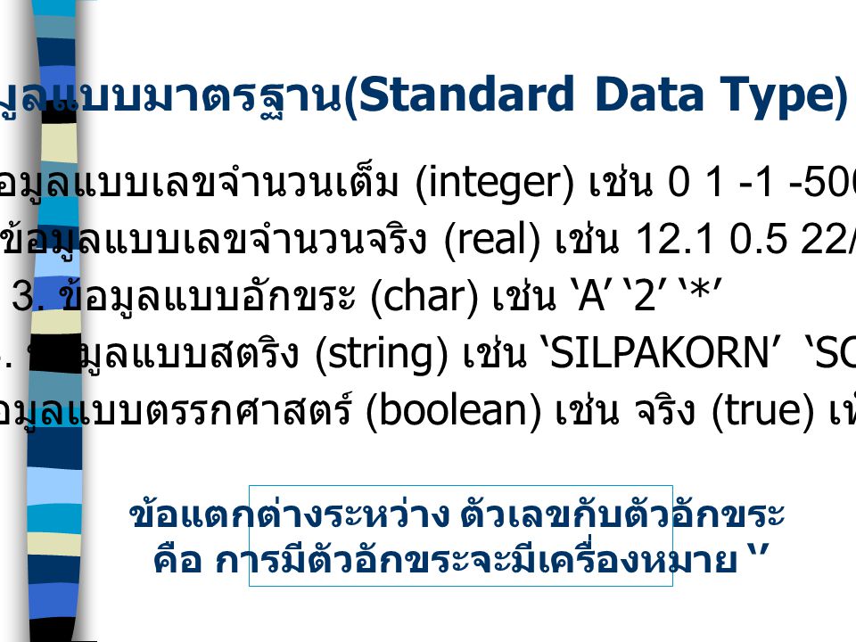 ข้อมูลแบบมาตรฐาน(Standard Data Type)