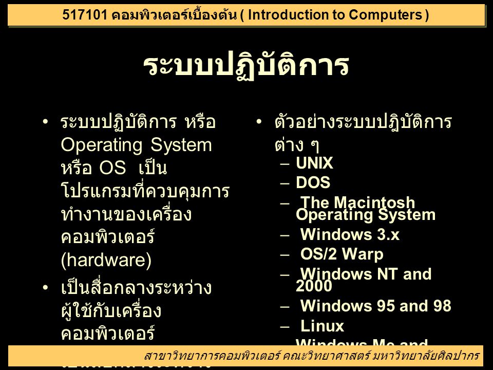 คอมพิวเตอร์เบื้องต้น ( Introduction to Computers )