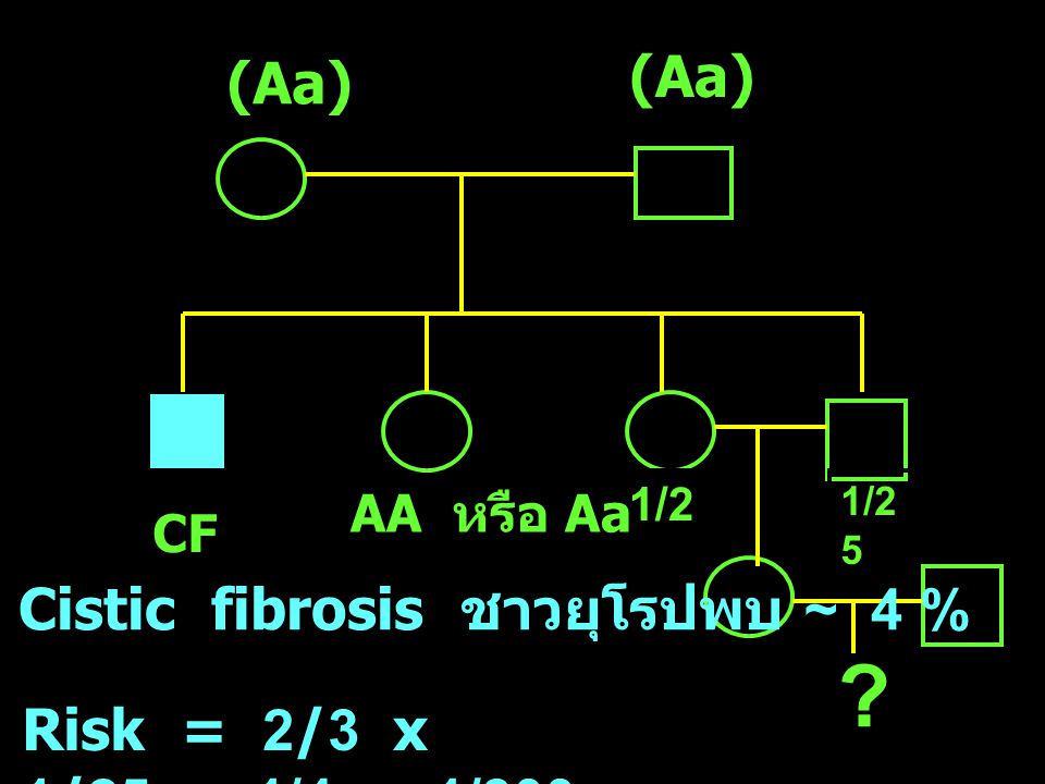 (Aa) (Aa) Cistic fibrosis ชาวยุโรปพบ ~ 4 %