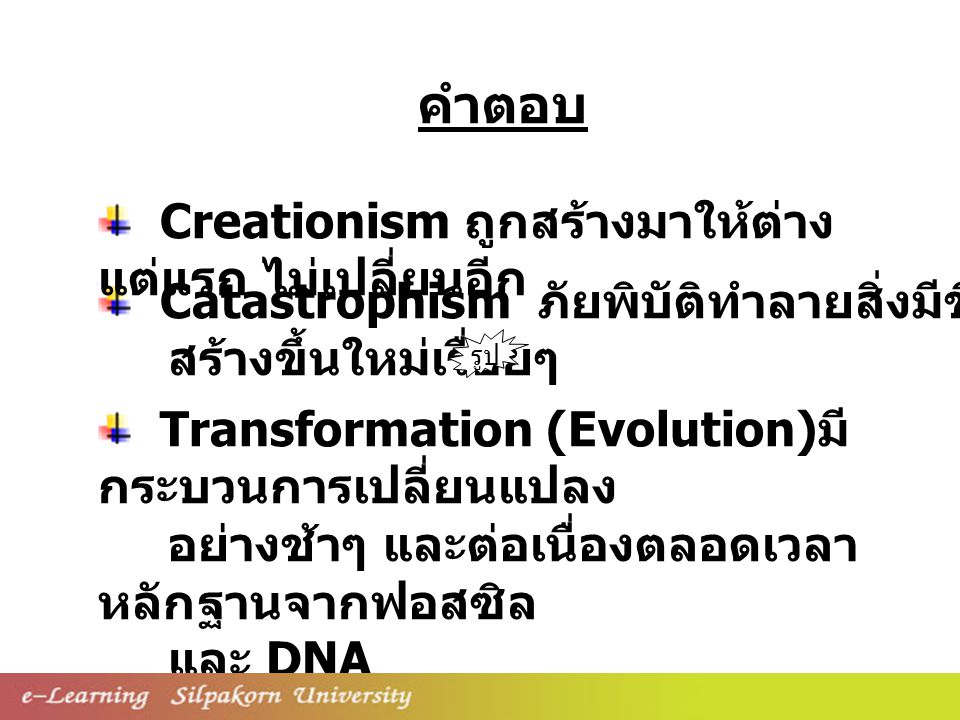 คำตอบ Creationism ถูกสร้างมาให้ต่างแต่แรก ไม่เปลี่ยนอีก