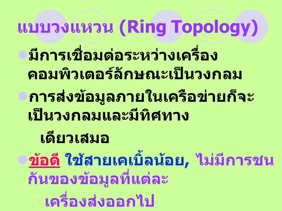 แบบวงแหวน (Ring Topology)