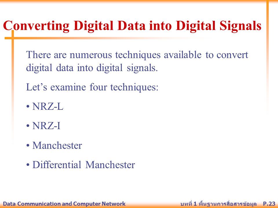 Converting Digital Data into Digital Signals