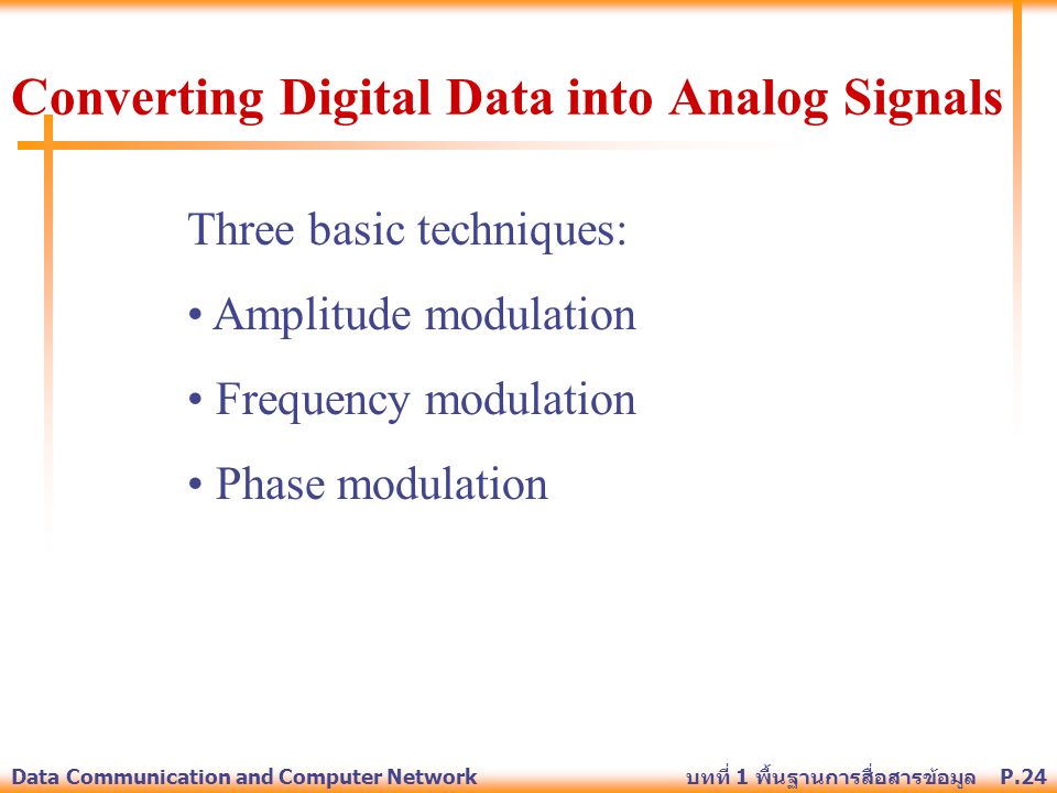 Converting Digital Data into Analog Signals