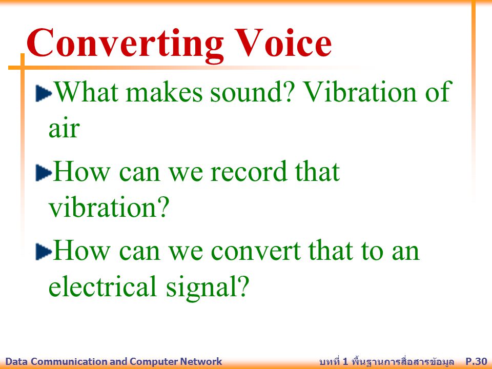 Converting Voice What makes sound Vibration of air