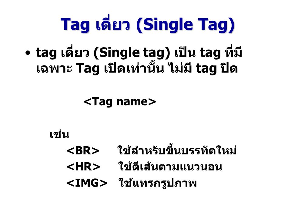 Tag เดี่ยว (Single Tag)
