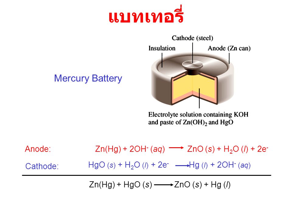 แบทเทอรี่ Mercury Battery Anode: