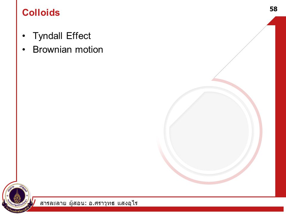 Colloids Tyndall Effect Brownian motion