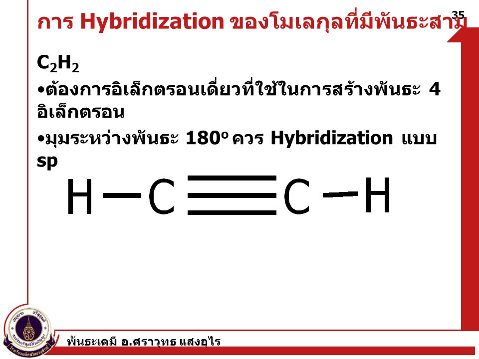 การ Hybridization ของโมเลกุลที่มีพันธะสาม