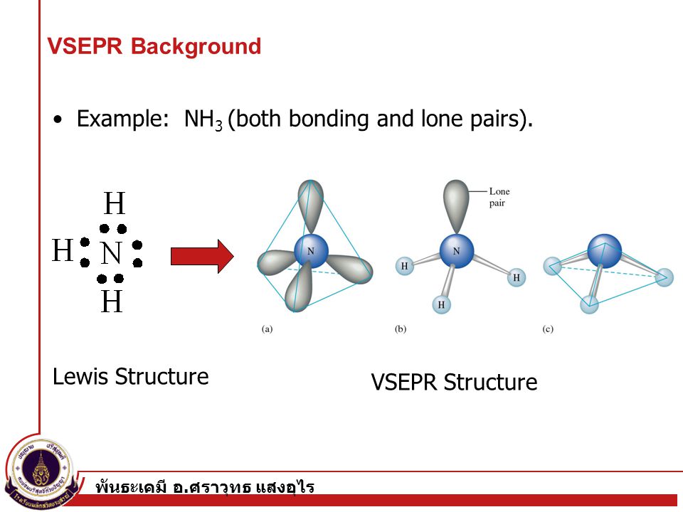 • Example: NH3 (both bonding and lone pairs).